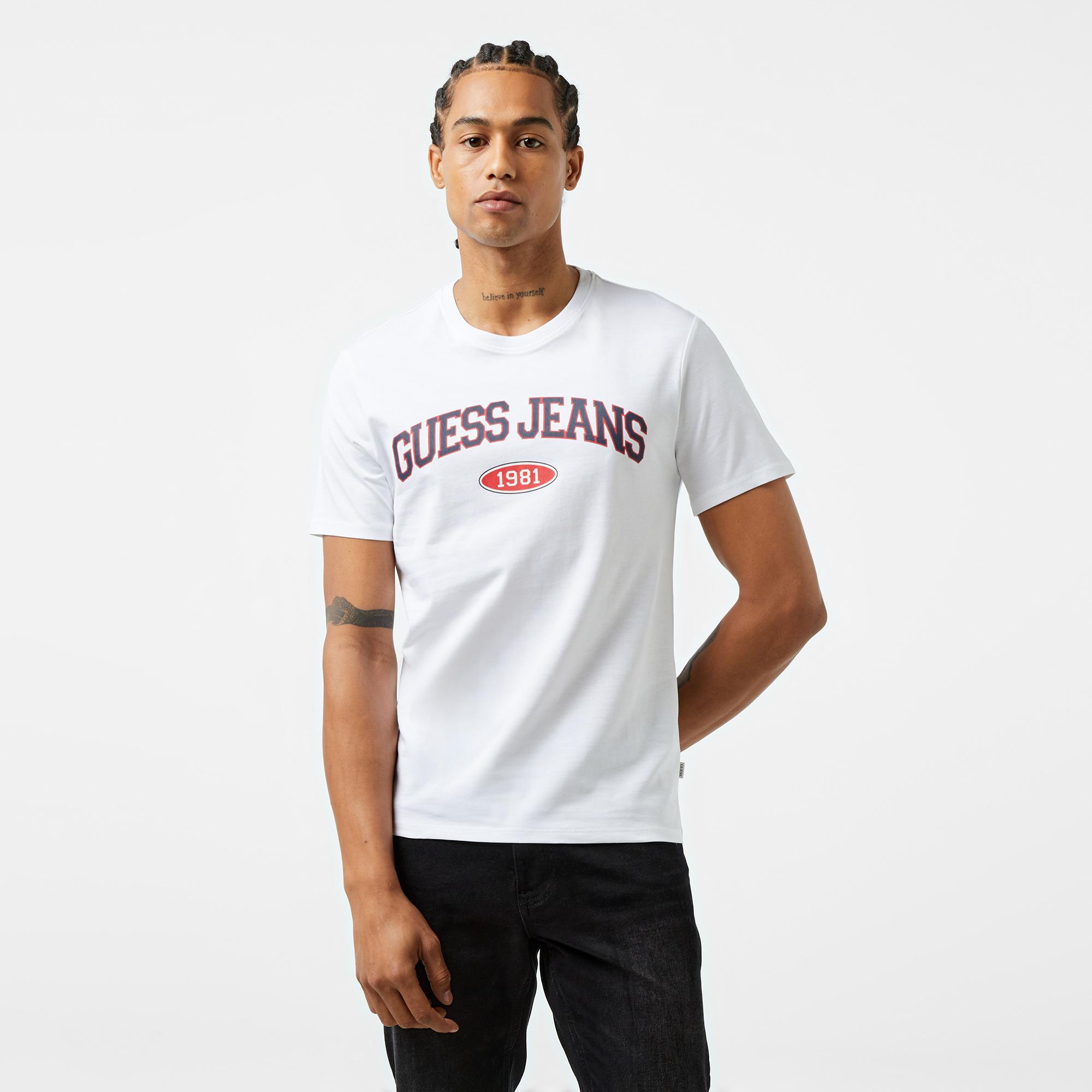 Guess Slim Guess Organic Cotton 160Gsm Erkek Beyaz T-Shirt