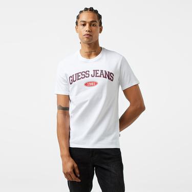  Guess Slim Guess Organic Cotton 160Gsm Erkek Beyaz T-Shirt