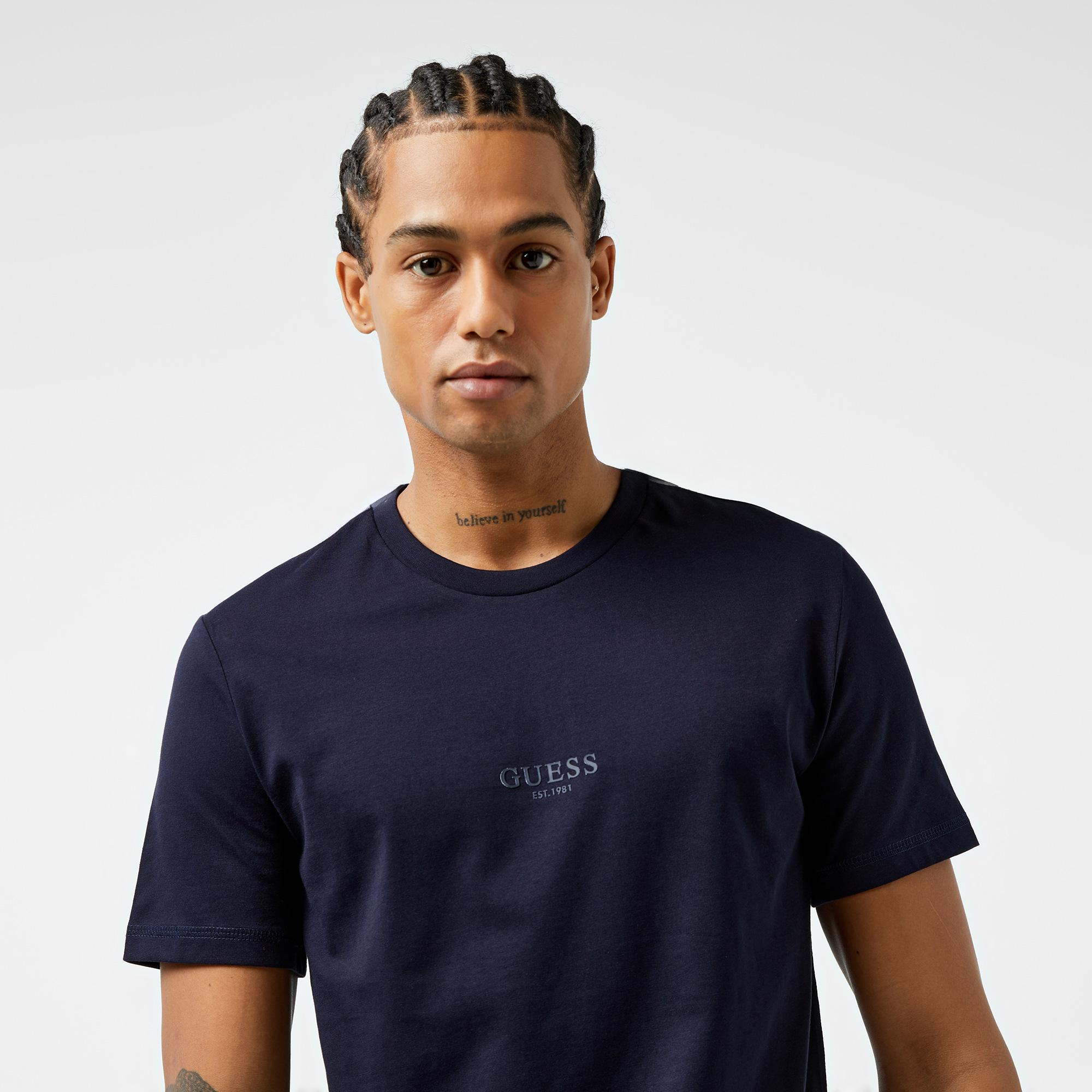 Guess Mid Organic Stream Erkek Lacivert T-Shirt