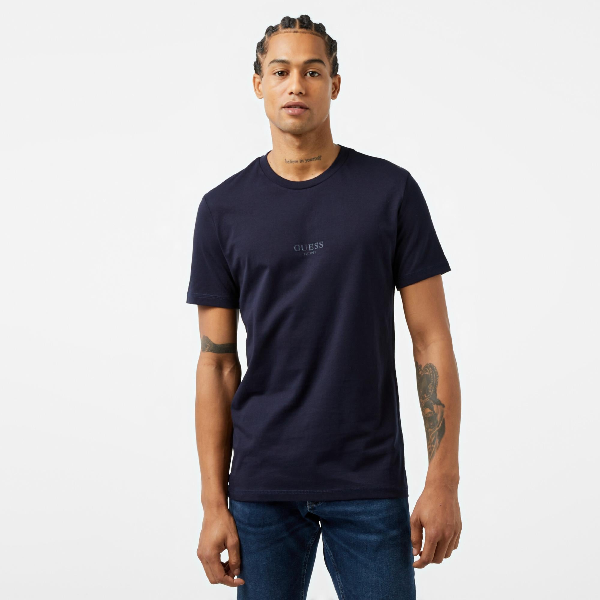 Guess Mid Organic Stream Erkek Lacivert T-Shirt
