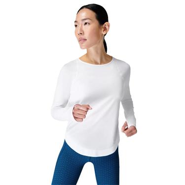  Sweaty Betty Breathe Easy Long Sleeve Top Kadın Beyaz Koşu Tişört