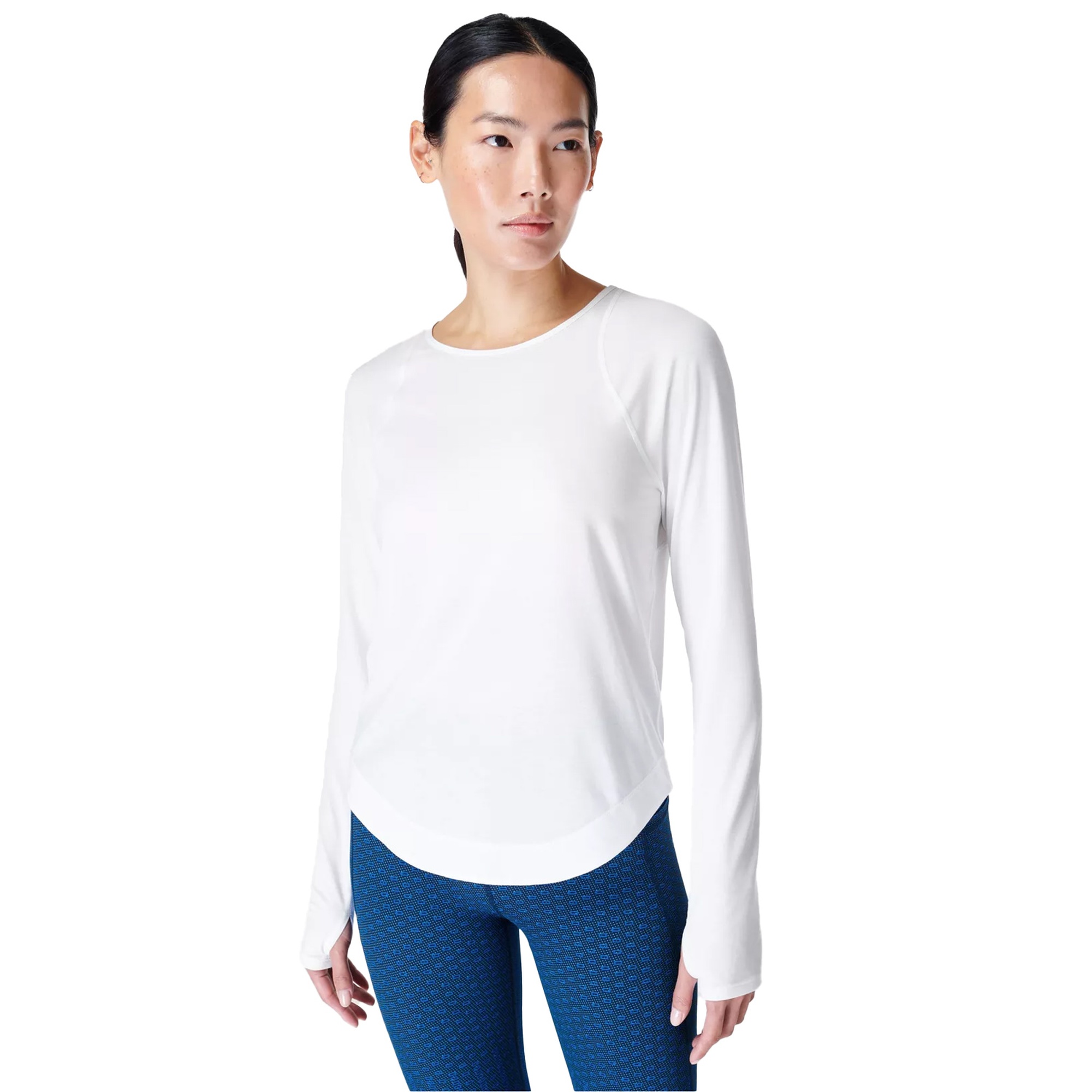 Sweaty Betty Breathe Easy Long Sleeve Top Kadın Beyaz Koşu Tişört