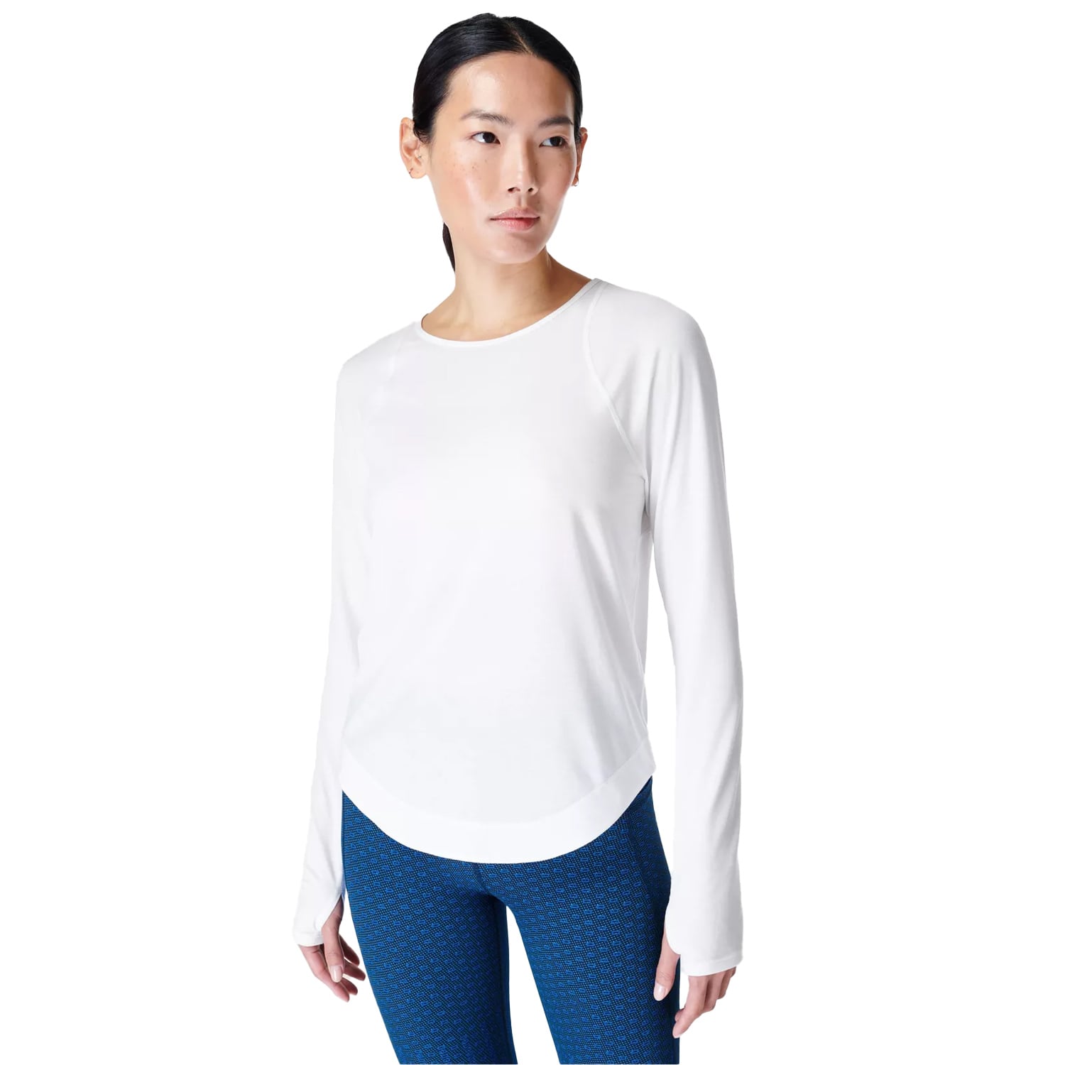  Sweaty Betty Breathe Easy Long Sleeve Top Kadın Beyaz Koşu Tişört