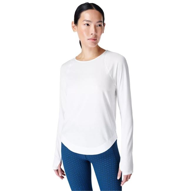 Sweaty Betty Breathe Easy Long Sleeve Top Kadın Beyaz Koşu Tişört
