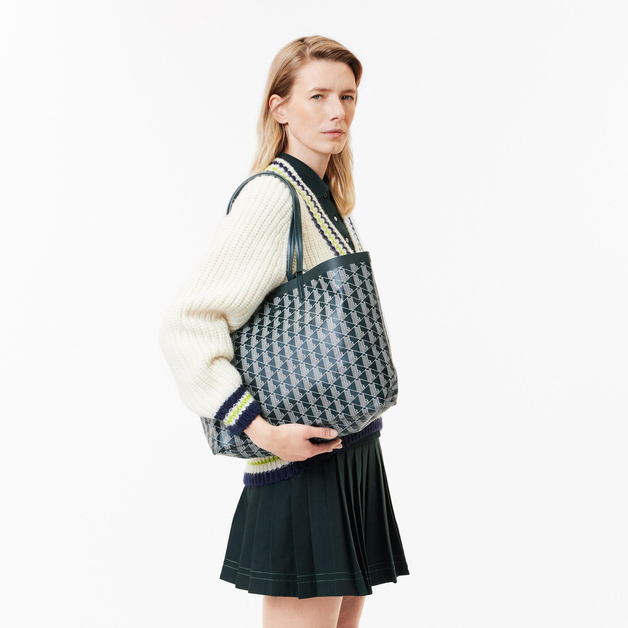 Lacoste Zely Canvas Kadın Monogram Koyu Yeşil Omuz Çantası