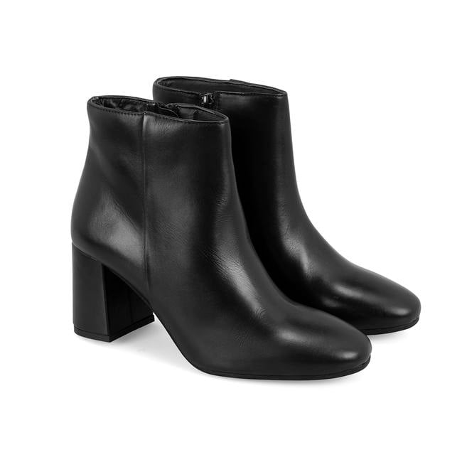  Mariv Siyah Kadın Fermuarlı Topuklu Deri Bot