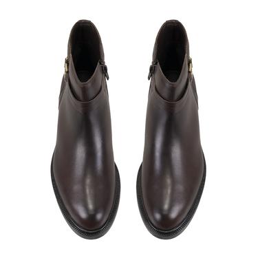  Vesla Metal Aksesuarlı Kahve Kadın Deri Bot