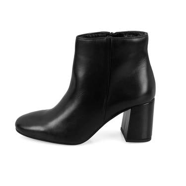  Mariv Siyah Kadın Fermuarlı Topuklu Deri Bot