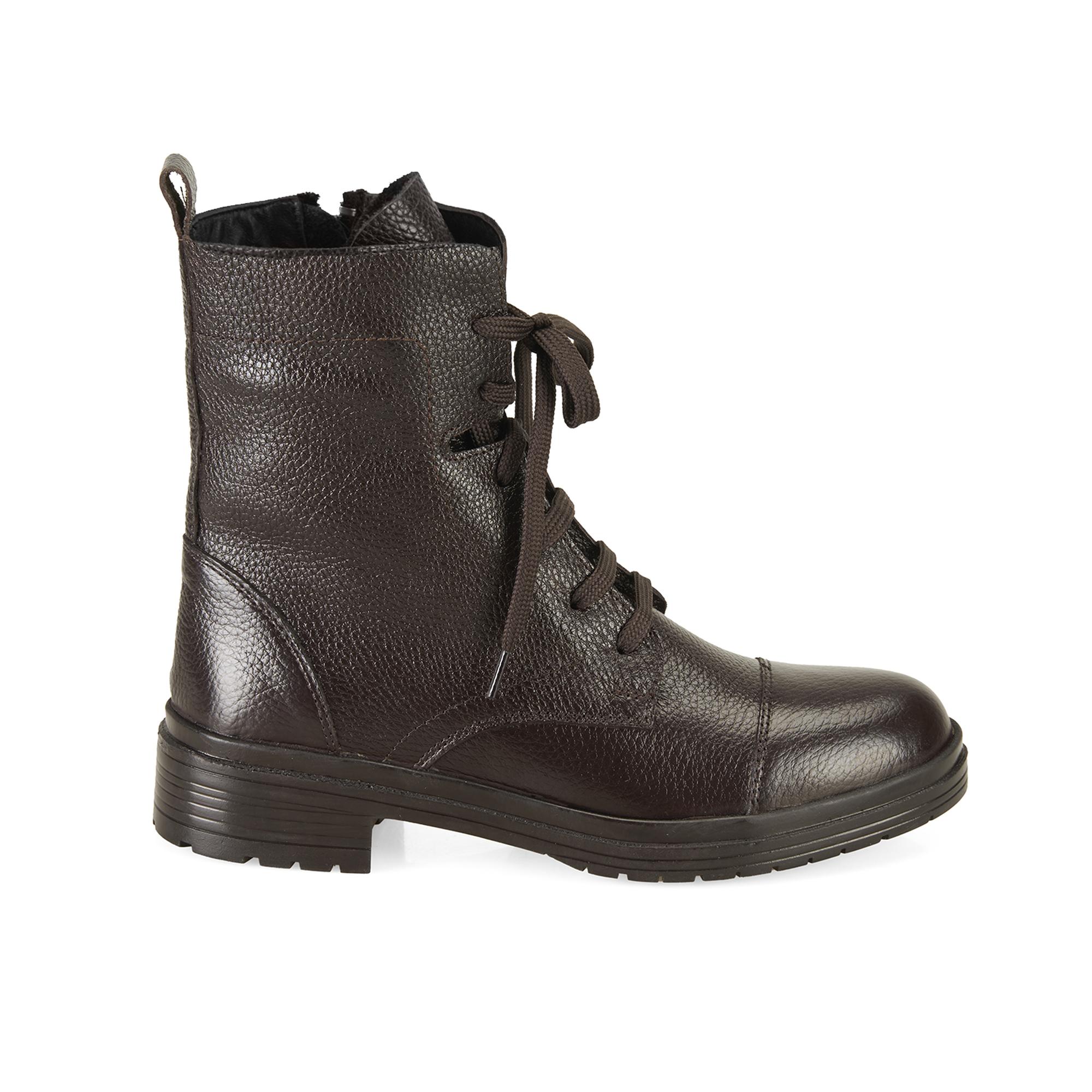 Lias Kahve Kadın Fermuarlı Deri Bot