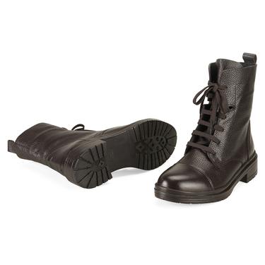  Lias Kahve Kadın Fermuarlı Deri Bot