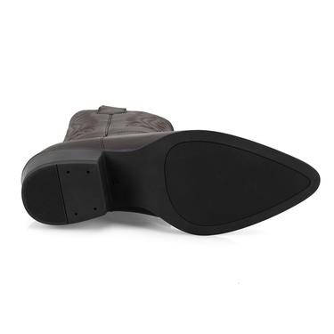  Noa Kahve Kadın Desenli Deri Kovboy Çizmesi