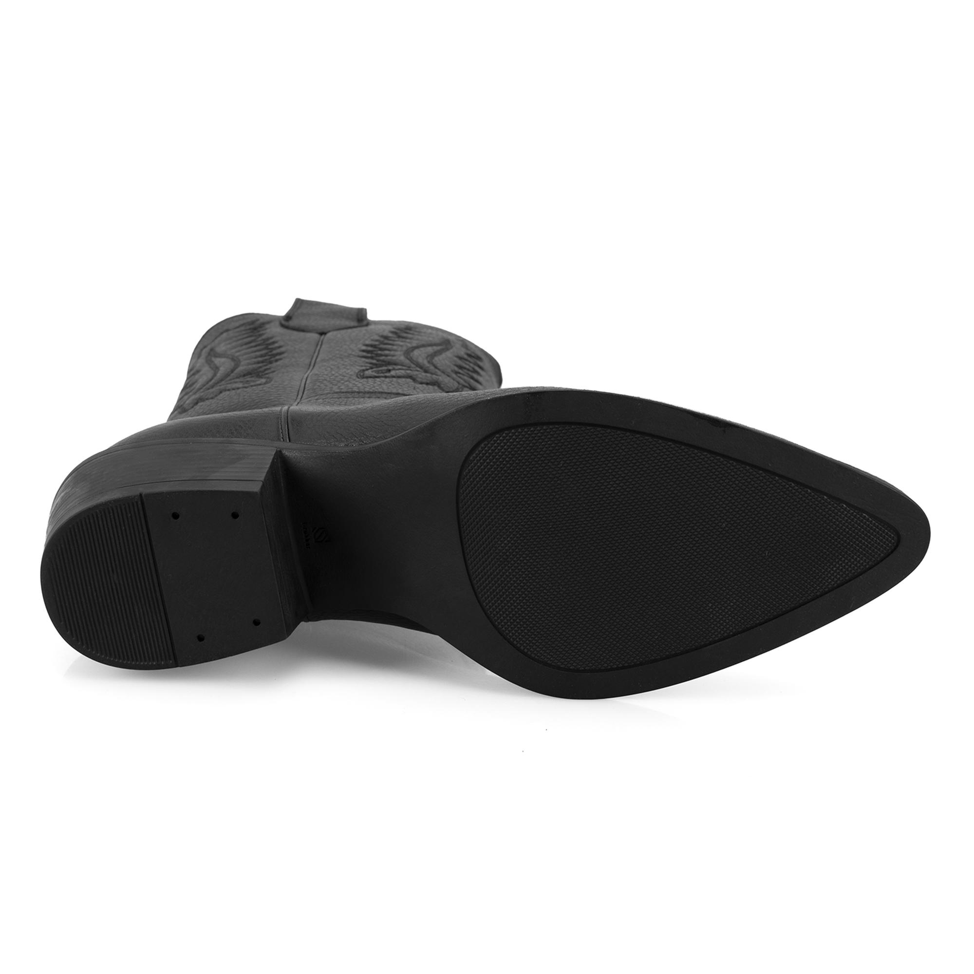 Noa Siyah Kadın Desenli Deri Kovboy Çizmesi