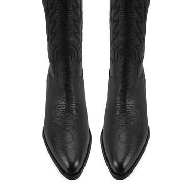  Noa Siyah Kadın Desenli Deri Kovboy Çizmesi