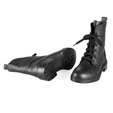  Lias Siyah Kadın Fermuarlı Deri Bot