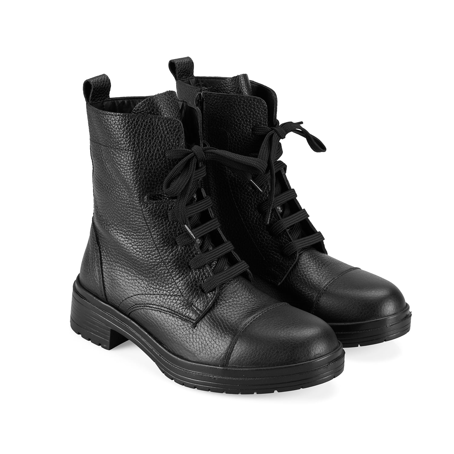  Lias Siyah Kadın Fermuarlı Deri Bot