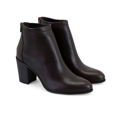  Nillie Kahve Kadın Fermuarlı Topuklu Deri Bot