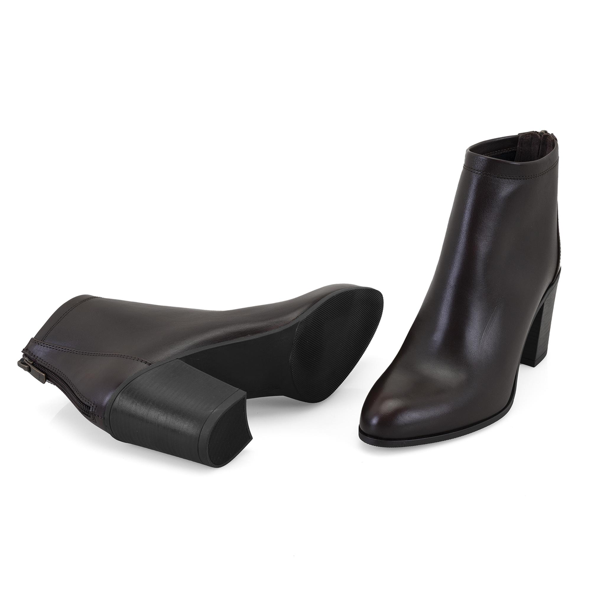 Nillie Kahve Kadın Fermuarlı Topuklu Deri Bot