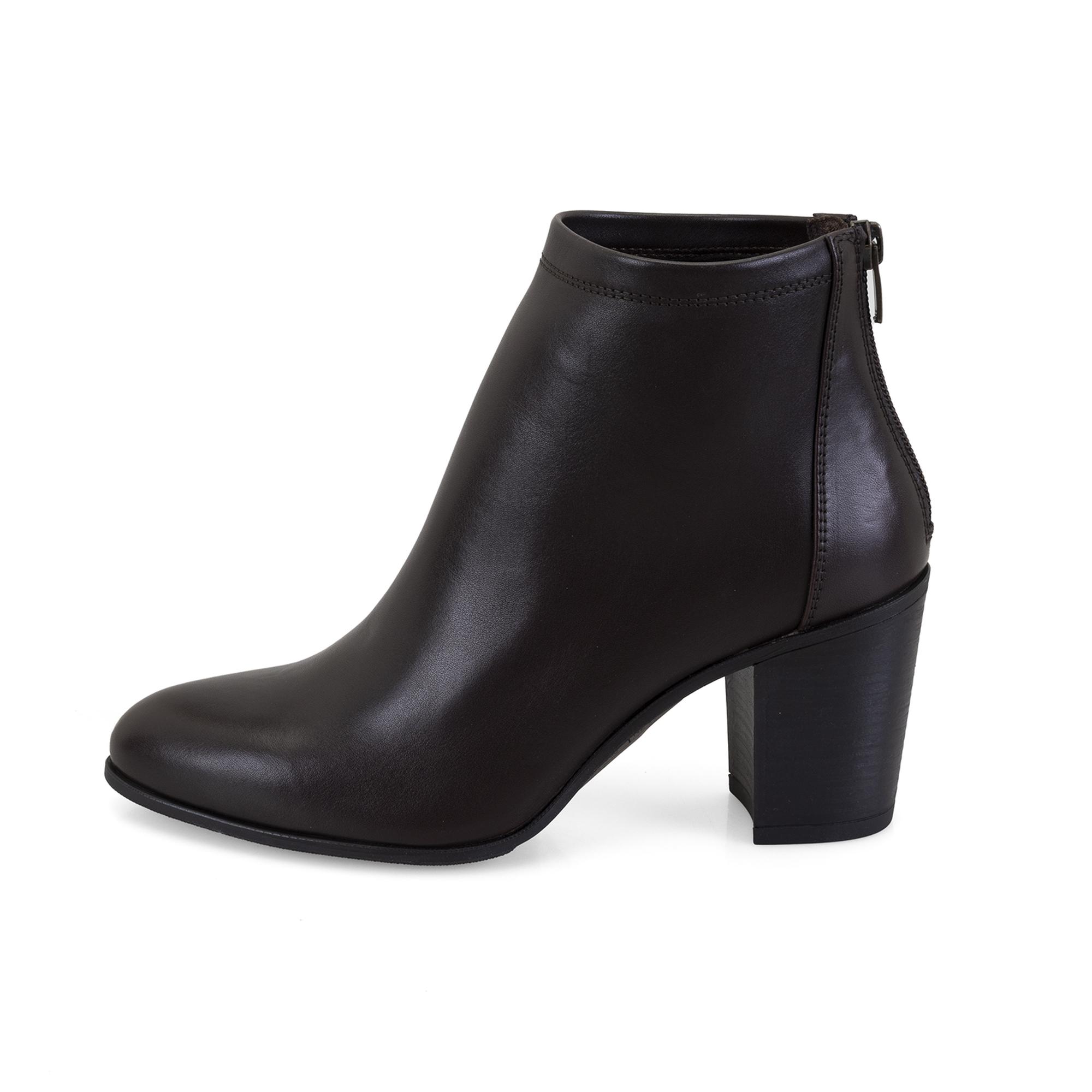 Nillie Kahve Kadın Fermuarlı Topuklu Deri Bot