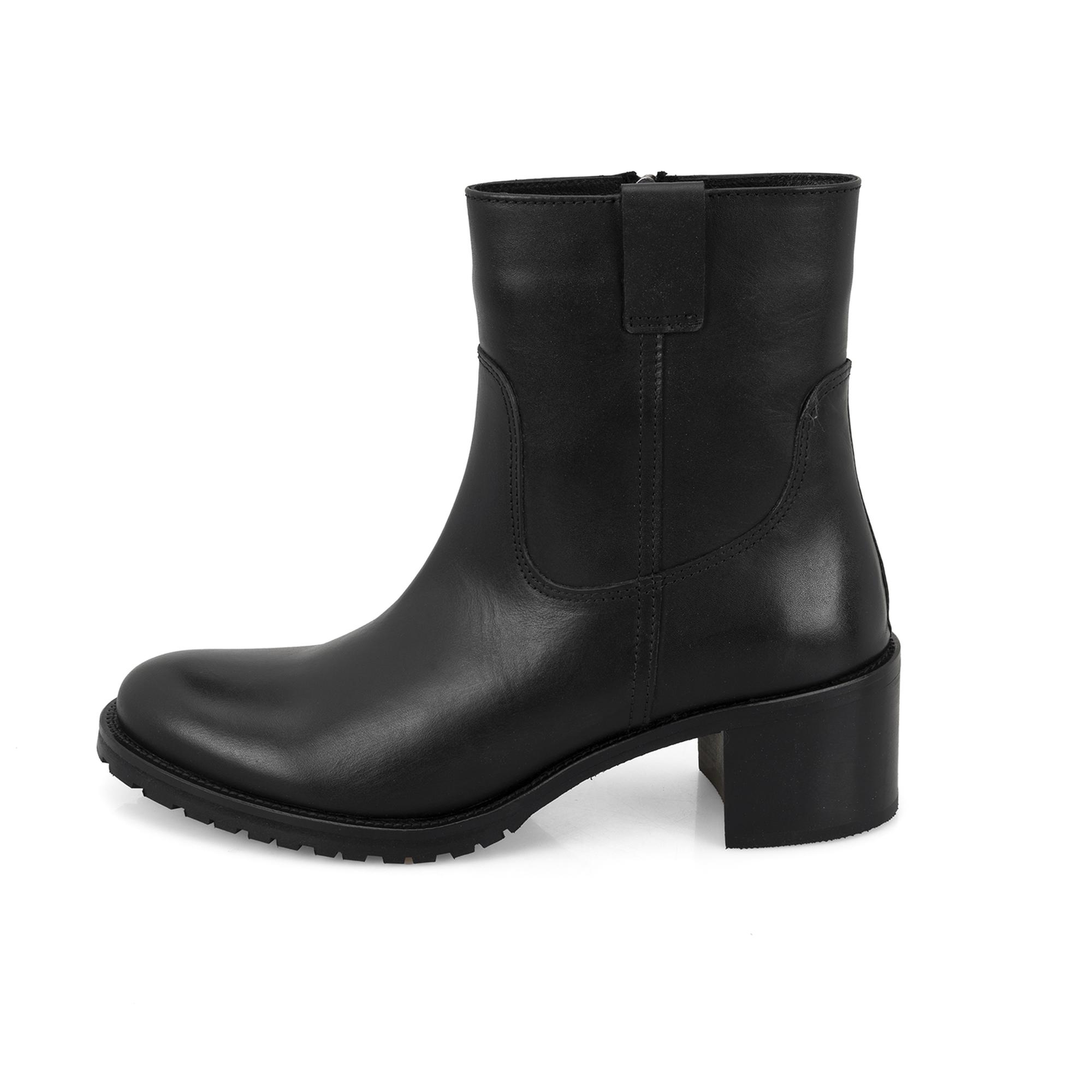 Kadın Siyah Topuklu Deri Bot