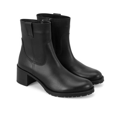  Kadın Siyah Topuklu Deri Bot