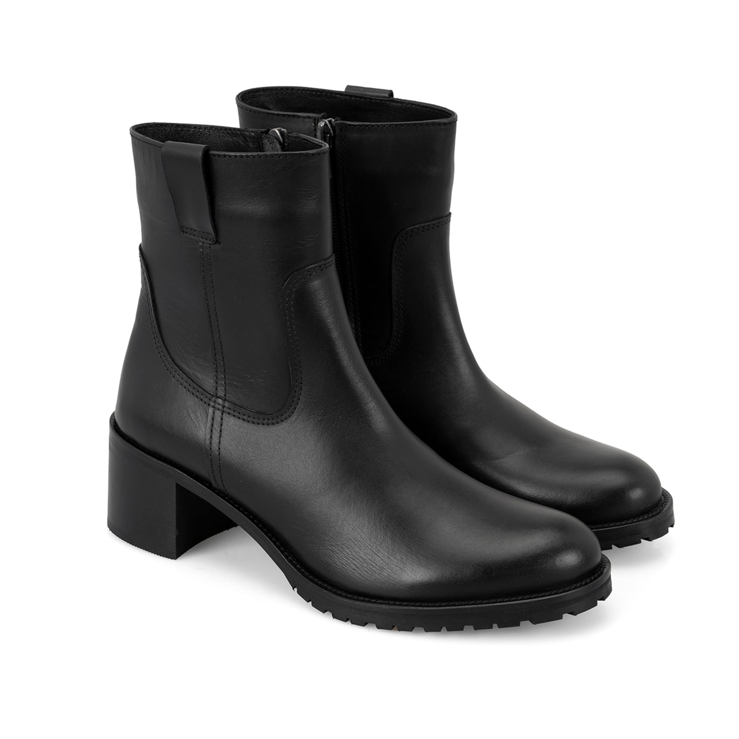  Kadın Siyah Topuklu Deri Bot