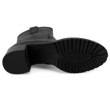  Kadın Siyah Topuklu Deri Bot