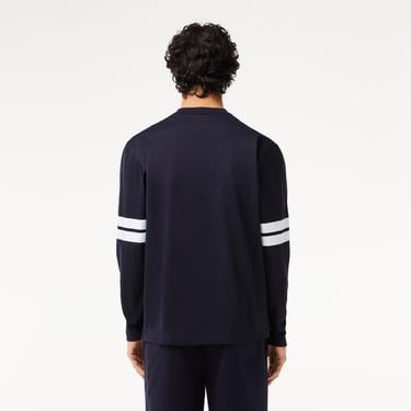  Erkek Classic Fit Uzun Kollu Bisiklet Yaka Baskılı Siyah T-Shirt