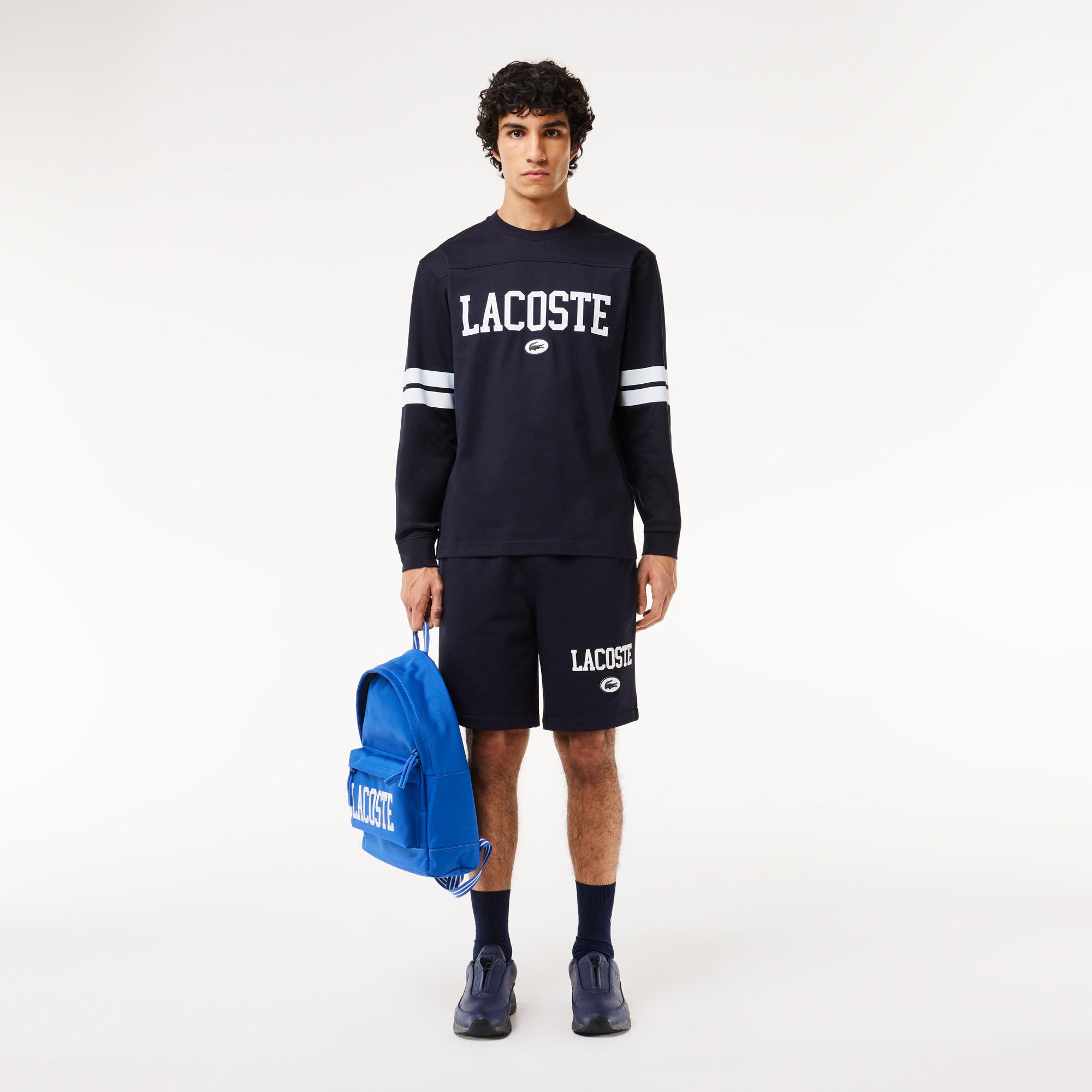 Erkek Classic Fit Uzun Kollu Bisiklet Yaka Baskılı Siyah T-Shirt