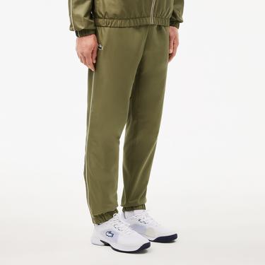  Erkek Regular Fit Fermuarlı Yaka Baskılı Haki Eşofman Takımı