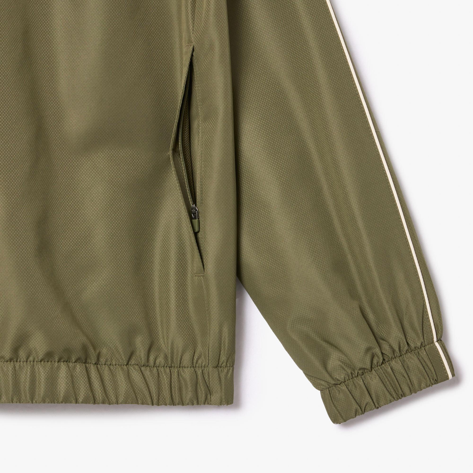 Erkek Regular Fit Fermuarlı Yaka Baskılı Haki Eşofman Takımı