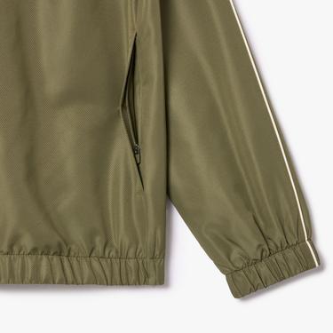  Erkek Regular Fit Fermuarlı Yaka Baskılı Haki Eşofman Takımı