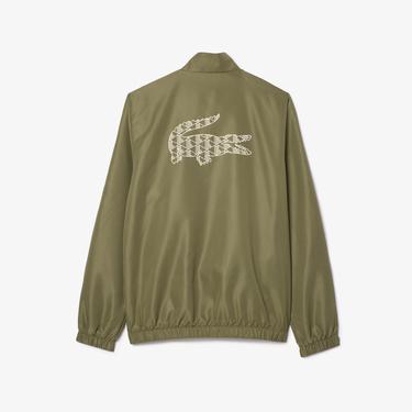  Erkek Regular Fit Fermuarlı Yaka Baskılı Haki Eşofman Takımı