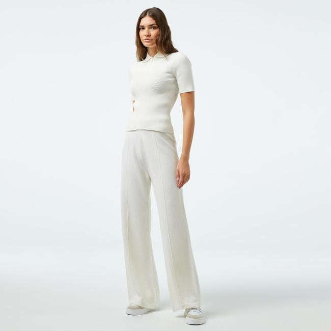  Kadın Relaxed Fit Beyaz Pantolon