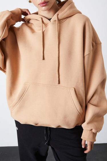  Baskılı Kapşonlu Sweatshirt