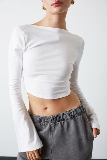  Sırt Dekolte Uzun Kollu Top