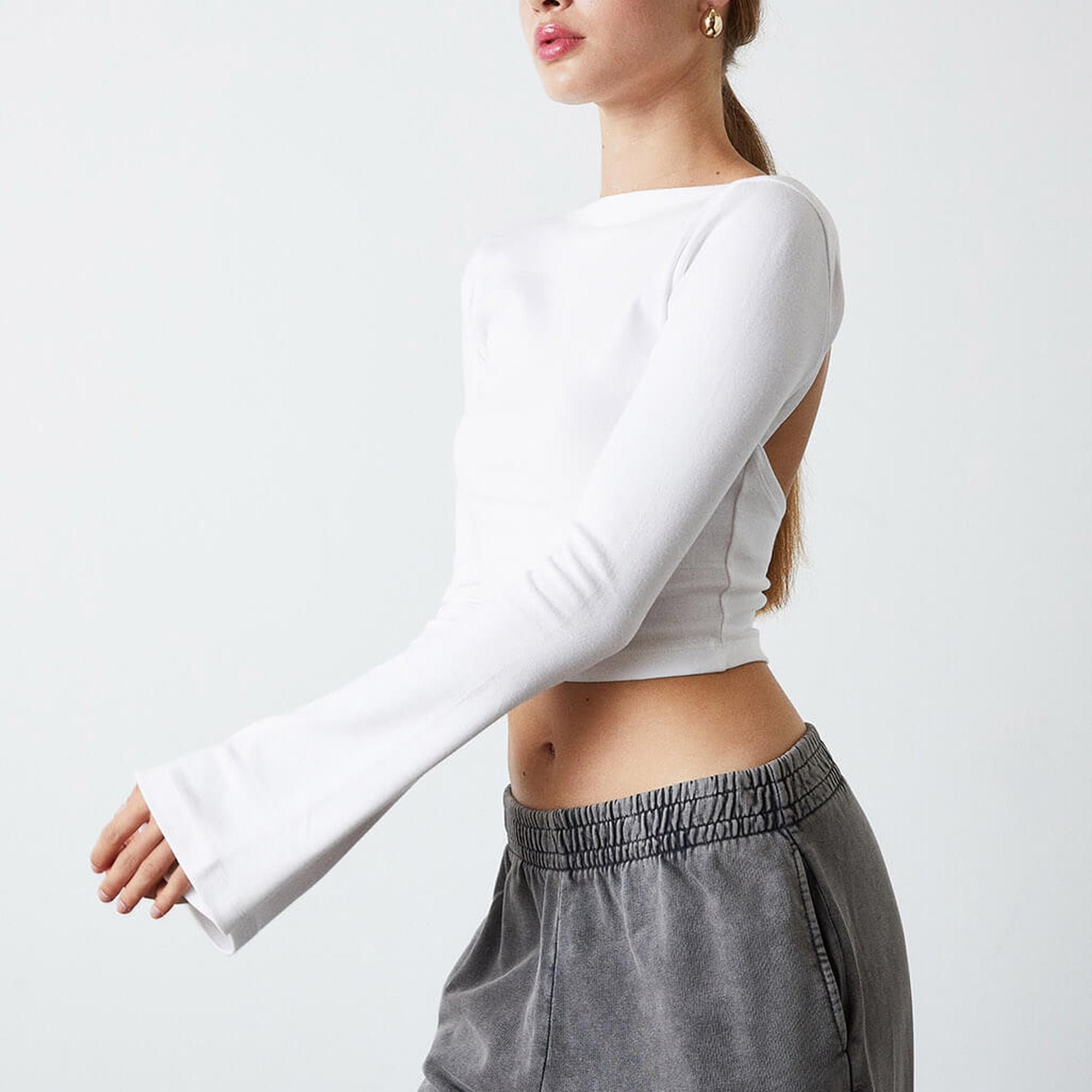 Sırt Dekolte Uzun Kollu Top