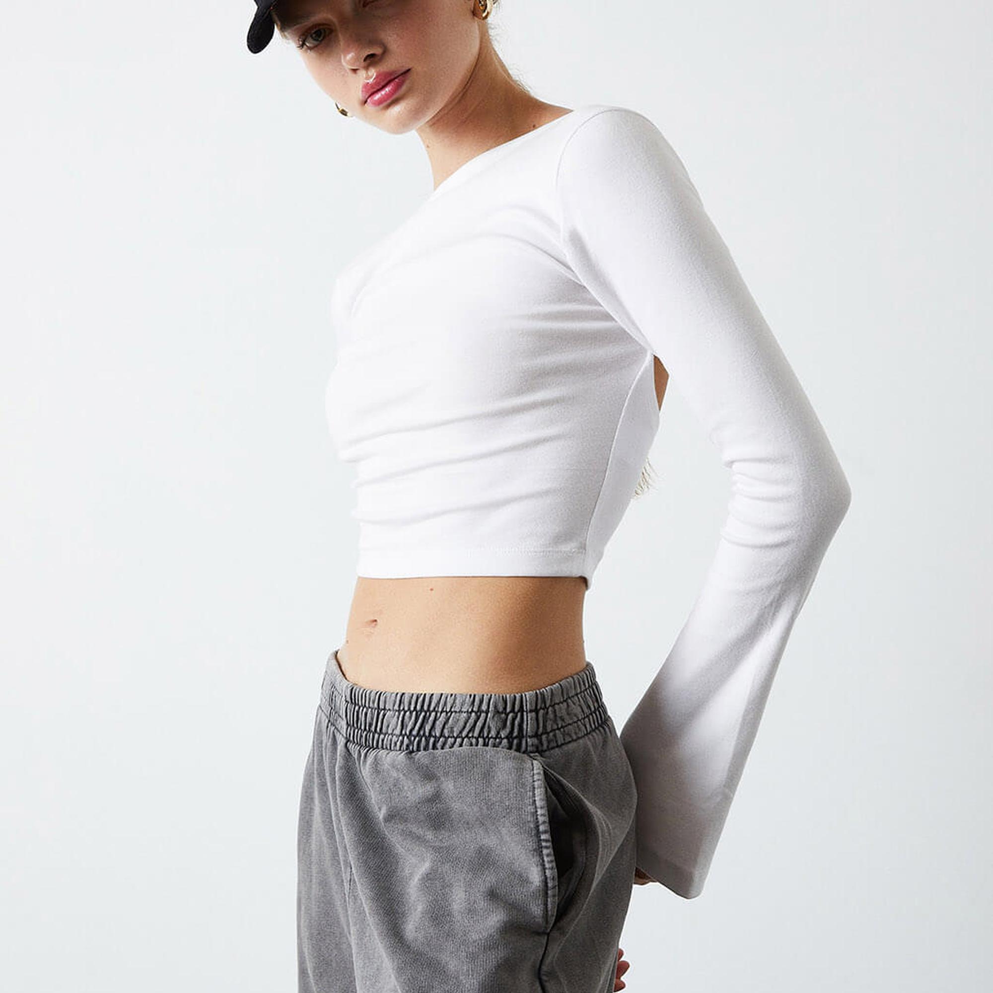 Sırt Dekolte Uzun Kollu Top