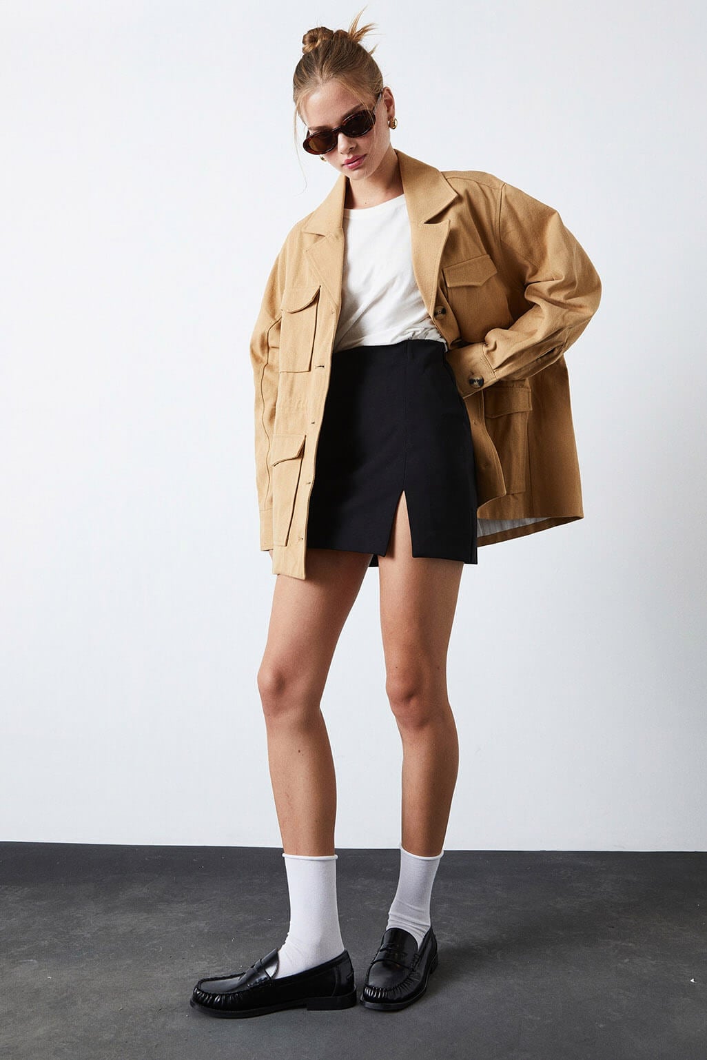  Cep Detaylı Gabardin Ceket