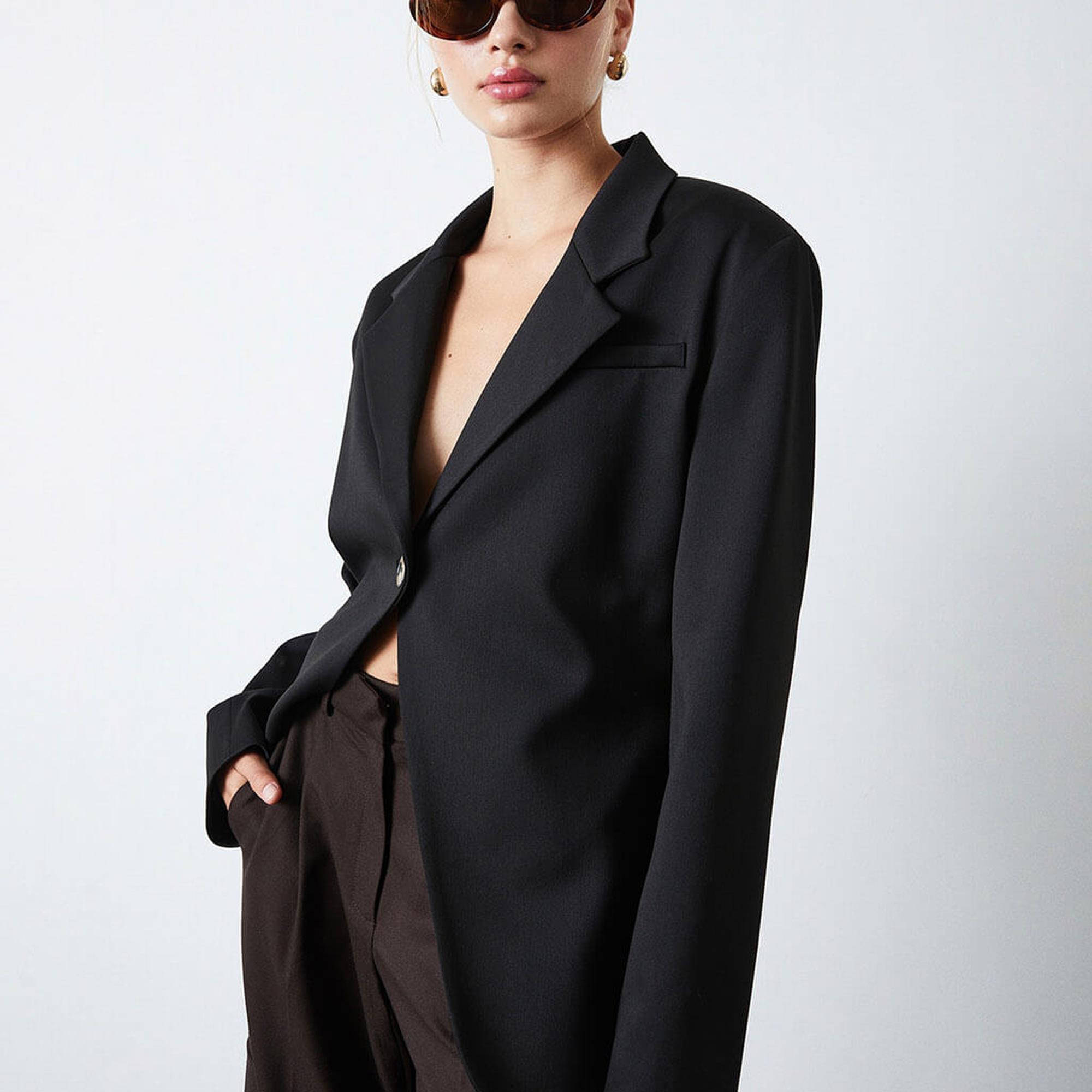 Tek Düğmeli V Kesim Ceket