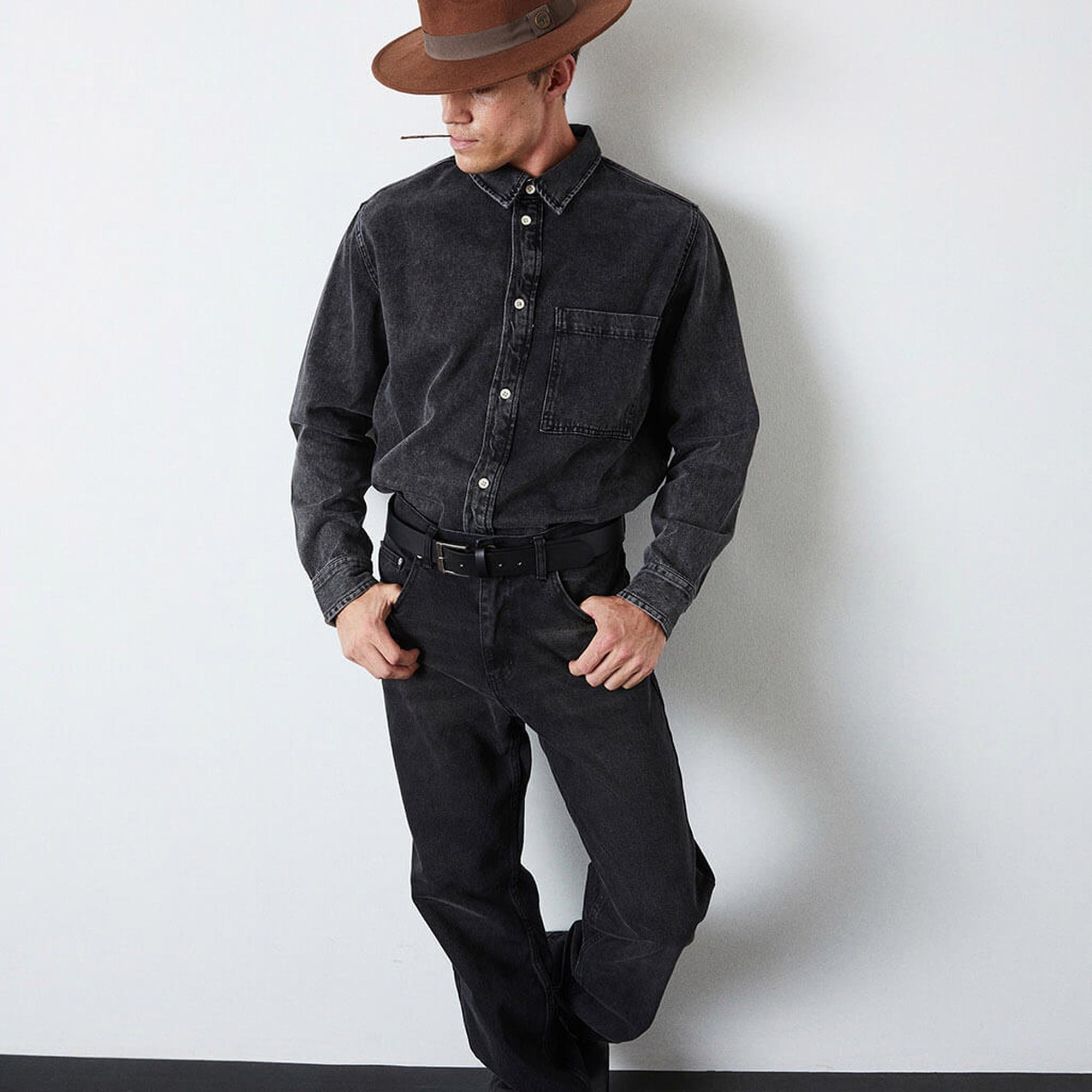 Oversize Cepli Denim Gömlek