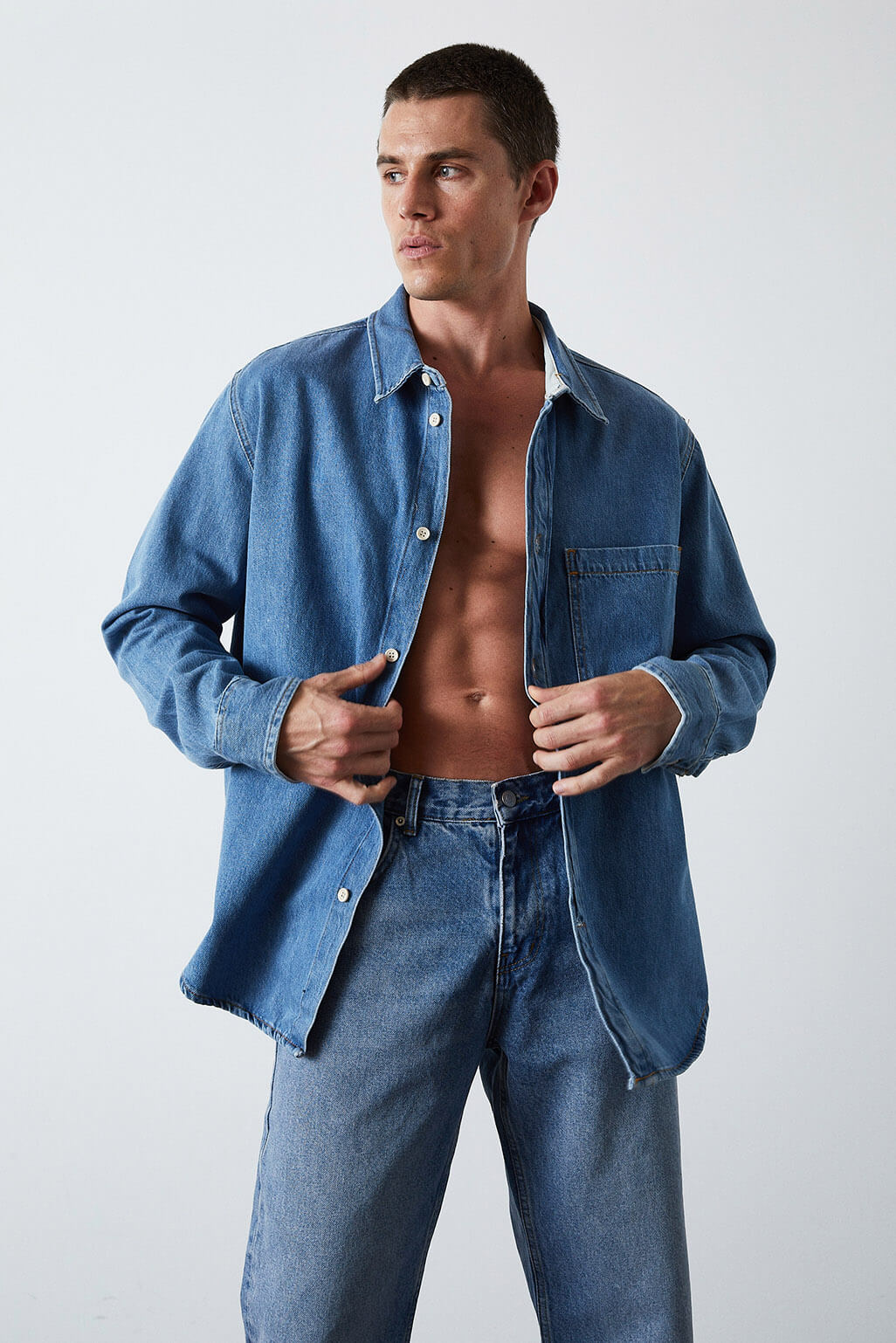  Oversize Cepli Denim Gömlek