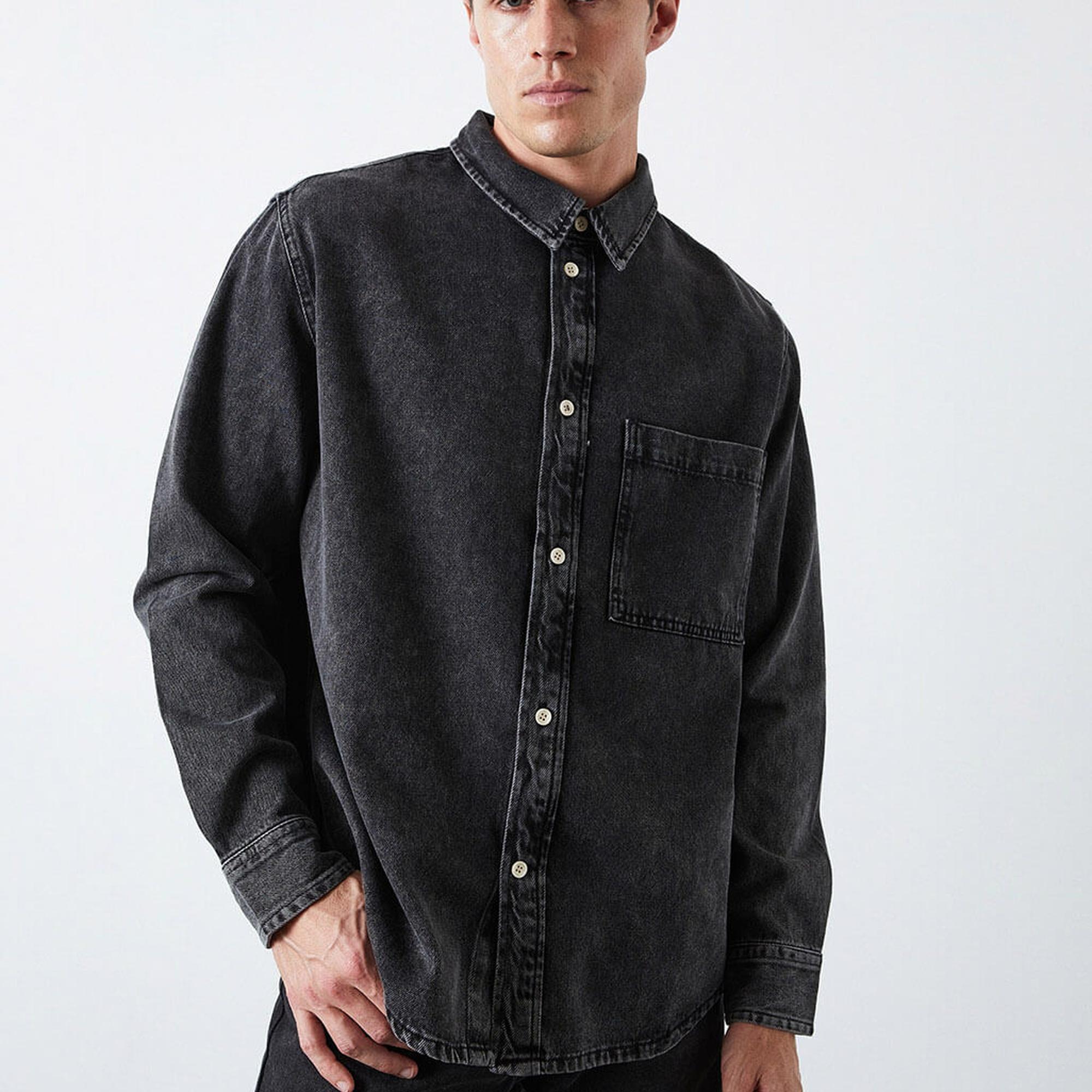 Oversize Cepli Denim Gömlek