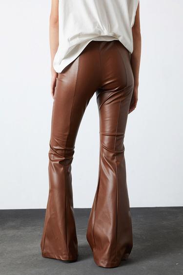  İspanyol Paça Deri Pantolon