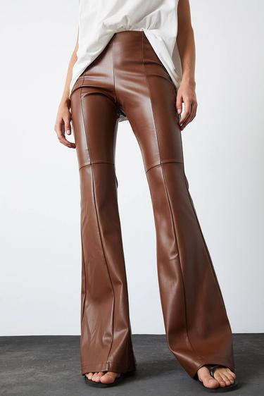  İspanyol Paça Deri Pantolon