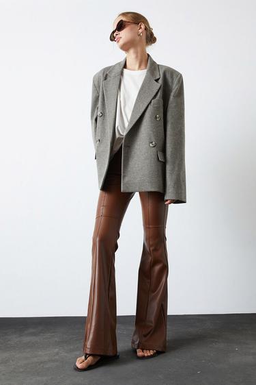  İspanyol Paça Deri Pantolon