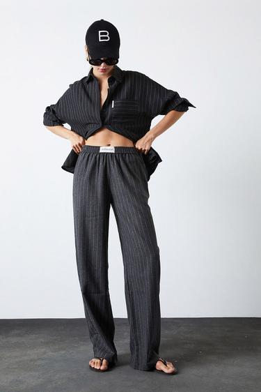  Oversize Çizgili Gömlek