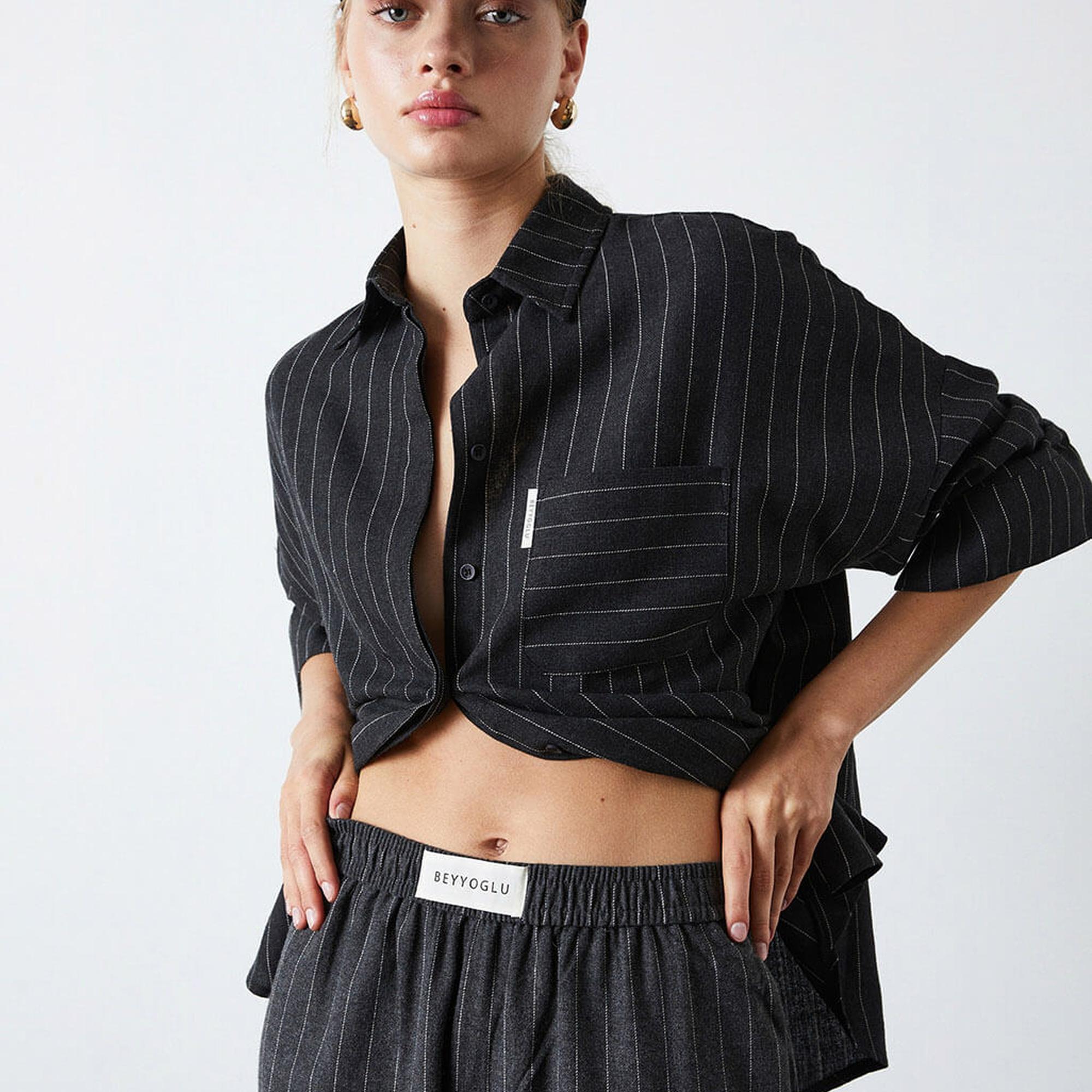 Oversize Çizgili Gömlek