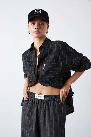  Oversize Çizgili Gömlek
