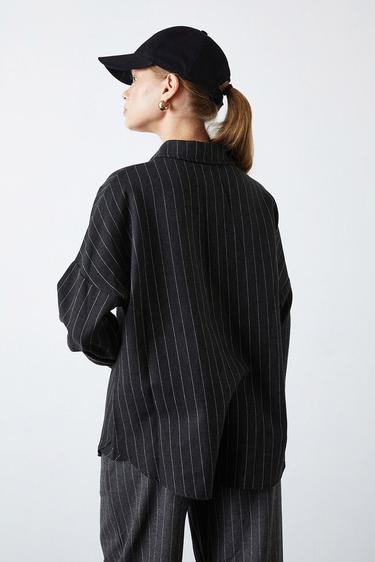  Oversize Çizgili Gömlek