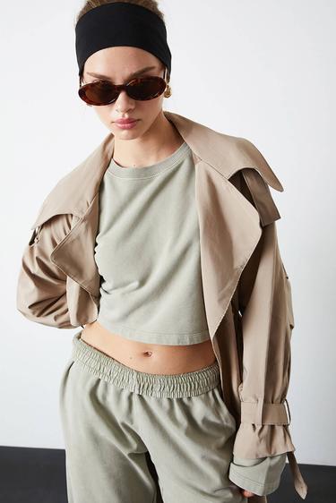  Yıkamalı Crop Sweatshirt